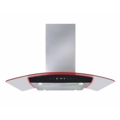 CDA EKPK90SS 90cm Curved Glass Island Extractor with Edge Lighting