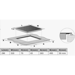 Cata UBIND30FLC 30cm 2 Zone Induction Hob • Black • Touch Control with Red LED Display • 2.8kW Total