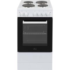 Sia ESXB50W 50Cm Freestanding Electric Single Cavity Cooker, Solid Plate Hob In White