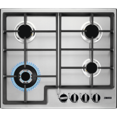 Zanussi ZGH66424XX Gas Hob with Cast Iron pan supports - Stainless Steel